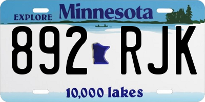 MN license plate 892RJK