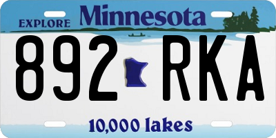 MN license plate 892RKA
