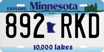 MN license plate 892RKD