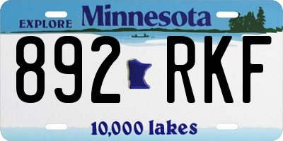 MN license plate 892RKF