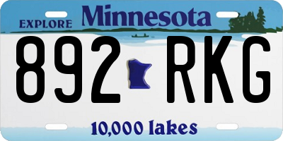 MN license plate 892RKG