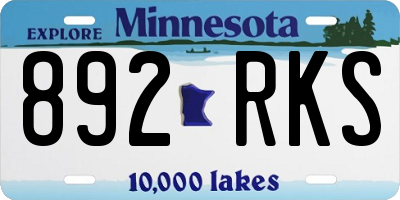MN license plate 892RKS