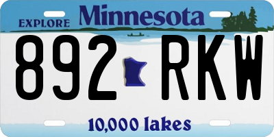 MN license plate 892RKW
