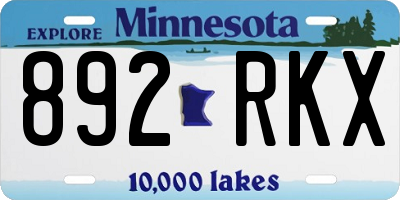 MN license plate 892RKX