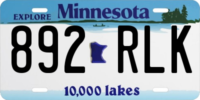 MN license plate 892RLK