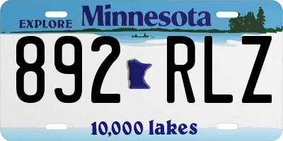 MN license plate 892RLZ