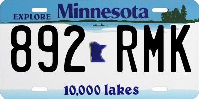 MN license plate 892RMK