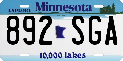 MN license plate 892SGA