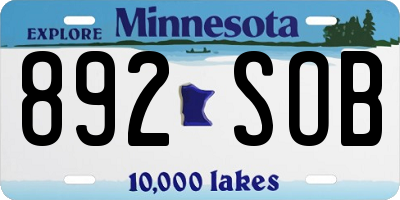 MN license plate 892SOB