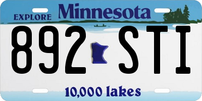 MN license plate 892STI