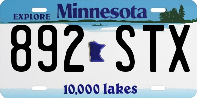 MN license plate 892STX