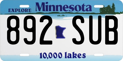 MN license plate 892SUB