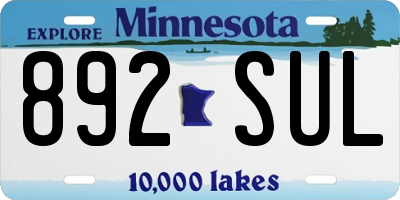 MN license plate 892SUL