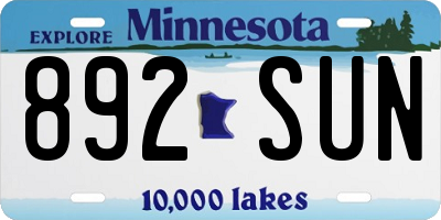 MN license plate 892SUN