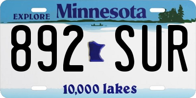 MN license plate 892SUR