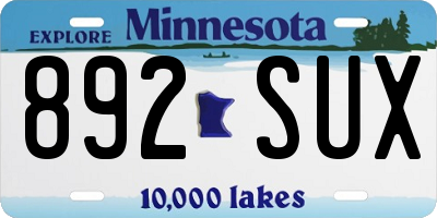MN license plate 892SUX