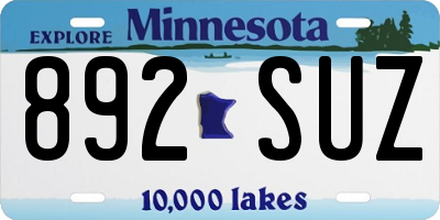 MN license plate 892SUZ