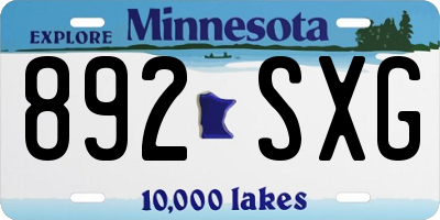 MN license plate 892SXG