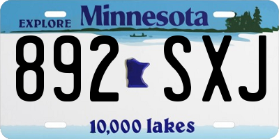 MN license plate 892SXJ