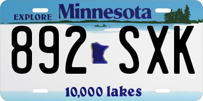 MN license plate 892SXK