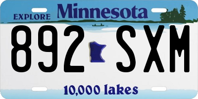 MN license plate 892SXM