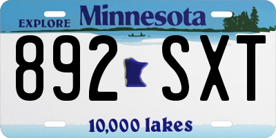 MN license plate 892SXT