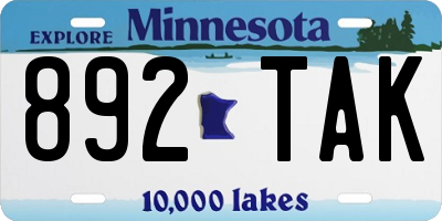 MN license plate 892TAK