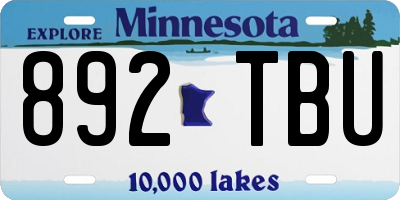 MN license plate 892TBU