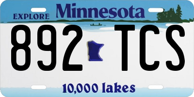 MN license plate 892TCS