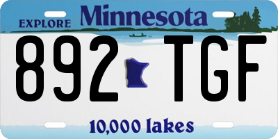MN license plate 892TGF