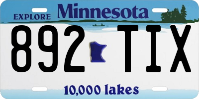 MN license plate 892TIX