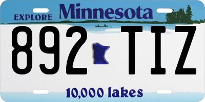 MN license plate 892TIZ