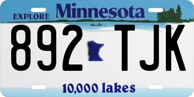 MN license plate 892TJK