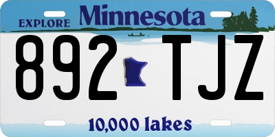 MN license plate 892TJZ