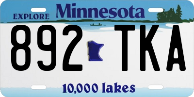 MN license plate 892TKA