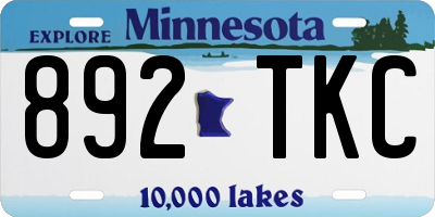 MN license plate 892TKC