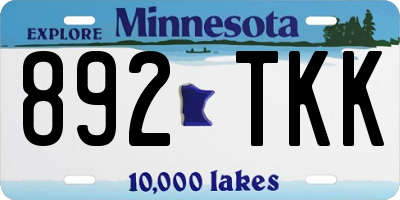 MN license plate 892TKK