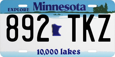 MN license plate 892TKZ
