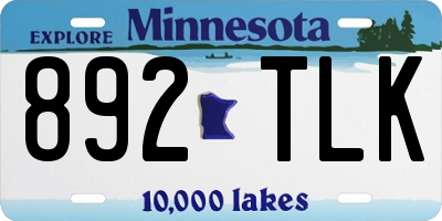 MN license plate 892TLK