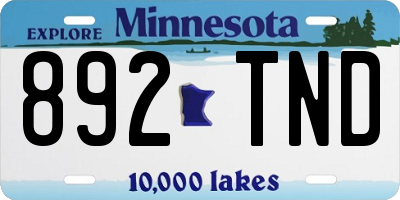 MN license plate 892TND