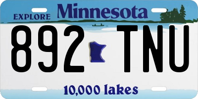 MN license plate 892TNU