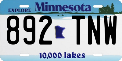 MN license plate 892TNW