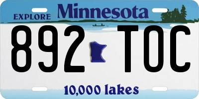 MN license plate 892TOC