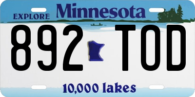 MN license plate 892TOD