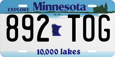MN license plate 892TOG