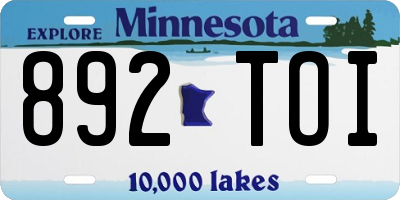MN license plate 892TOI