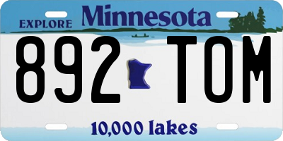 MN license plate 892TOM