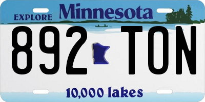 MN license plate 892TON