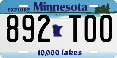 MN license plate 892TOO