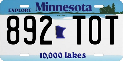 MN license plate 892TOT